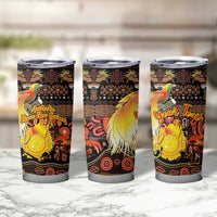 Personalized Australia and Papua New Guinea Together Tumbler Cup Kangaroo Aboriginal Art and Bird-of-paradise Oro Tribal Motifs LT03 - Polynesian Pride