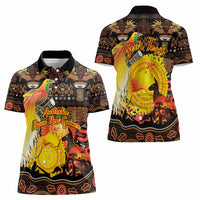 Personalized Australia and Papua New Guinea Together Women Polo Shirt Kangaroo Aboriginal Art and Bird-of-paradise Oro Tribal Motifs LT03 - Polynesian Pride
