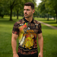Personalized Australia and Papua New Guinea Together Zipper Polo Shirt Kangaroo Aboriginal Art and Bird-of-paradise Oro Tribal Motifs LT03 - Polynesian Pride