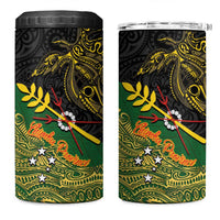 Chimpu Province Papua New Guinea 4 in 1 Can Cooler Tumbler Bird-of-paradise Art Tattoo and Melanesian Motifs LT03 One Size: 16 oz Black - Polynesian Pride
