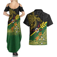 Personalized Chimpu Province Papua New Guinea Couples Matching Summer Maxi Dress and Hawaiian Shirt Bird-of-paradise Art Tattoo and Melanesian Motifs LT03 - Polynesian Pride