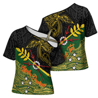 Personalized Chimpu Province Papua New Guinea Cross Shoulder Shirt Bird-of-paradise Art Tattoo and Melanesian Motifs LT03 - Polynesian Pride