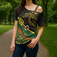 Personalized Chimpu Province Papua New Guinea Cross Shoulder Shirt Bird-of-paradise Art Tattoo and Melanesian Motifs LT03 - Polynesian Pride