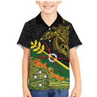 Personalized Chimpu Province Papua New Guinea Family Matching Mermaid Dress and Hawaiian Shirt Bird-of-paradise Art Tattoo and Melanesian Motifs LT03 Son's Shirt Black - Polynesian Pride