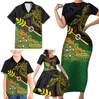Personalized Chimpu Province Papua New Guinea Family Matching Short Sleeve Bodycon Dress and Hawaiian Shirt Bird-of-paradise Art Tattoo and Melanesian Motifs LT03 - Polynesian Pride