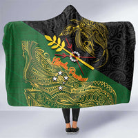 Chimpu Province Papua New Guinea Hooded Blanket Bird-of-paradise Art Tattoo and Melanesian Motifs LT03 One Size Black - Polynesian Pride