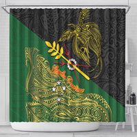 Chimpu Province Papua New Guinea Shower Curtain Bird-of-paradise Art Tattoo and Melanesian Motifs LT03 - Polynesian Pride