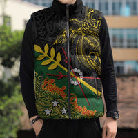 Personalized Chimpu Province Papua New Guinea Sleeveless Puffer Jacket Bird-of-paradise Art Tattoo and Melanesian Motifs LT03 - Polynesian Pride