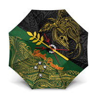 Chimpu Province Papua New Guinea Umbrella Bird-of-paradise Art Tattoo and Melanesian Motifs LT03 One Size Folded 11.42 inch Opened Diameter 37.4 inch Black - Polynesian Pride