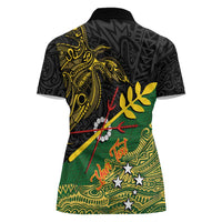 Personalized Chimpu Province Papua New Guinea Women Polo Shirt Bird-of-paradise Art Tattoo and Melanesian Motifs LT03 - Polynesian Pride
