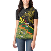 Personalized Chimpu Province Papua New Guinea Women Polo Shirt Bird-of-paradise Art Tattoo and Melanesian Motifs LT03 - Polynesian Pride
