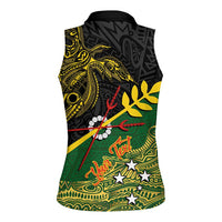 Personalized Chimpu Province Papua New Guinea Women Sleeveless Polo Shirt Bird-of-paradise Art Tattoo and Melanesian Motifs LT03 - Polynesian Pride