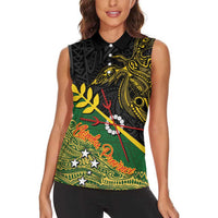 Personalized Chimpu Province Papua New Guinea Women Sleeveless Polo Shirt Bird-of-paradise Art Tattoo and Melanesian Motifs LT03 - Polynesian Pride