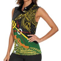 Personalized Chimpu Province Papua New Guinea Women Sleeveless Polo Shirt Bird-of-paradise Art Tattoo and Melanesian Motifs LT03 - Polynesian Pride