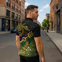 Personalized Chimpu Province Papua New Guinea Zipper Polo Shirt Bird-of-paradise Art Tattoo and Melanesian Motifs LT03 - Polynesian Pride