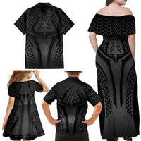 Hawaiian Kakau Art Tattoos Aquaman Style Family Matching Off Shoulder Maxi Dress and Hawaiian Shirt Special Edition LT03 - Polynesian Pride