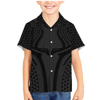 Hawaiian Kakau Art Tattoos Aquaman Style Family Matching Mermaid Dress and Hawaiian Shirt Black Version LT03 Son's Shirt Black - Polynesian Pride