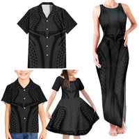 Hawaiian Kakau Art Tattoos Aquaman Style Family Matching Tank Maxi Dress and Hawaiian Shirt Black Version LT03 - Polynesian Pride