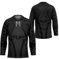 Hawaiian Kakau Art Tattoos Aquaman Style Hockey Jersey Black Version LT03 - Polynesian Pride