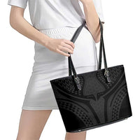 Hawaiian Kakau Art Tattoos Aquaman Style Leather Tote Bag Black Version - Polynesian Pride