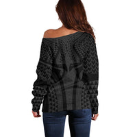 Hawaiian Kakau Art Tattoos Aquaman Style Off Shoulder Sweater Black Version - Polynesian Pride