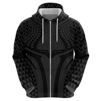Hawaiian Kakau Art Tattoos Aquaman Style Zip Hoodie Black Version LT03 - Polynesian Pride