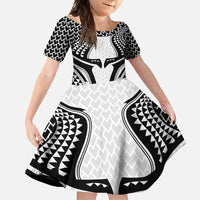 Hawaiian Kakau Art Tattoos Aquaman Style Family Matching Mermaid Dress and Hawaiian Shirt White Version LT03 Daughter's Dress White - Polynesian Pride