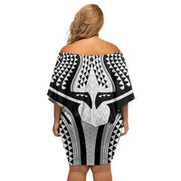 Hawaiian Kakau Art Tattoos Aquaman Style Family Matching Off Shoulder Short Dress and Hawaiian Shirt White Version LT03 - Polynesian Pride