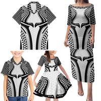 Hawaiian Kakau Art Tattoos Aquaman Style Family Matching Puletasi and Hawaiian Shirt White Version LT03 - Polynesian Pride