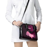 Polynesia Breast Cancer Shoulder Handbag Butterfly and Flowers Ribbon Maori Tattoo Ethnic Black Style LT03 - Polynesian Pride