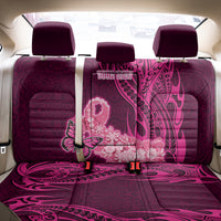 Custom Polynesia Breast Cancer Back Car Seat Cover Butterfly and Flowers Ribbon Maori Tattoo Ethnic Pink Style