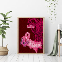 Polynesia Breast Cancer Canvas Wall Art Butterfly and Flowers Ribbon Maori Tattoo Ethnic Red Style LT03 - Polynesian Pride