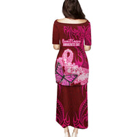 Polynesia Breast Cancer Puletasi Butterfly and Flowers Ribbon Maori Tattoo Ethnic Red Style LT03 - Polynesian Pride