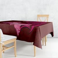 Polynesia Breast Cancer Tablecloth Butterfly and Flowers Ribbon Maori Tattoo Ethnic Red Style LT03 - Polynesian Pride