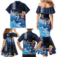Hawaiian Honu Honi Ihu Family Matching Mermaid Dress and Hawaiian Shirt With Plumeria and Kakau Art Pattern LT03 - Polynesian Pride