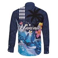 Hawaiian Honu Honi Ihu Family Matching Short Sleeve Bodycon Dress and Hawaiian Shirt With Plumeria and Kakau Art Pattern
