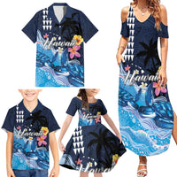Hawaiian Honu Honi Ihu Family Matching Summer Maxi Dress and Hawaiian Shirt With Plumeria and Kakau Art Pattern LT03 - Polynesian Pride