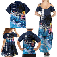 Hawaiian Honu Honi Ihu Family Matching Summer Maxi Dress and Hawaiian Shirt With Plumeria and Kakau Art Pattern LT03 - Polynesian Pride