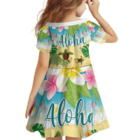 Aloha Turtle Family on The Beach Family Matching Short Sleeve Bodycon Dress and Hawaiian Shirt with Hawaiian Colorful Plumeria