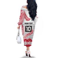 Cook Islands Marathon 2025-Pursuit in Paradise Family Matching Off The Shoulder Long Sleeve Dress and Hawaiian Shirt Red Color LT03 - Polynesian Pride