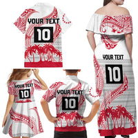 Cook Islands Marathon 2025-Pursuit in Paradise Family Matching Off Shoulder Maxi Dress and Hawaiian Shirt Red Color LT03 - Polynesian Pride