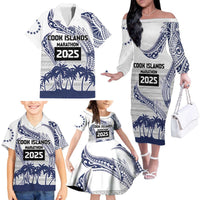 Cook Islands Marathon 2025-Pursuit in Paradise Family Matching Off The Shoulder Long Sleeve Dress and Hawaiian Shirt Blue Color LT03 - Polynesian Pride