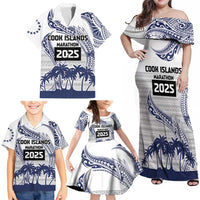Cook Islands Marathon 2025-Pursuit in Paradise Family Matching Off Shoulder Maxi Dress and Hawaiian Shirt Blue Color LT03 - Polynesian Pride