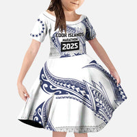 Cook Islands Marathon 2025-Pursuit in Paradise Family Matching Short Sleeve Bodycon Dress and Hawaiian Shirt Blue Color LT03 Daughter's Dress Blue - Polynesian Pride