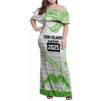 Cook Islands Marathon 2025-Pursuit in Paradise Family Matching Off Shoulder Maxi Dress and Hawaiian Shirt Green Color LT03 Mom's Dress Green - Polynesian Pride