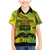 Cook Islands Marathon 2025-Pursuit in Paradise Family Matching Mermaid Dress and Hawaiian Shirt Special Edition LT03 Son's Shirt Yellow-Green - Polynesian Pride