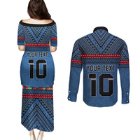 Custom Toa Samoa Rugby Couples Matching Puletasi and Long Sleeve Button Shirt Samoan Warrior Ula Fala Tribal Pattern LT03 - Polynesian Pride