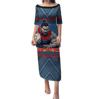 Custom Toa Samoa Rugby Family Matching Puletasi and Hawaiian Shirt Samoan Warrior Ula Fala Tribal Pattern LT03