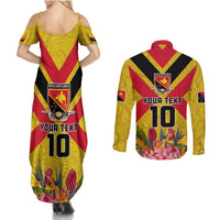 Custom Papua New Guinea Rugby Couples Matching Summer Maxi Dress and Long Sleeve Button Shirt Bird of Paradise and Hibiscus Polynesian Pattern Yellow Color LT03 - Polynesian Pride