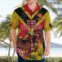 Custom Papua New Guinea Rugby Hawaiian Shirt Bird of Paradise and Hibiscus Polynesian Pattern Yellow Color LT03 - Polynesian Pride